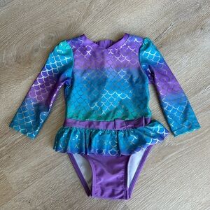 Cat & Jack Mermaid Long Sleeve Swimsuit – 12M, Purple and Blue